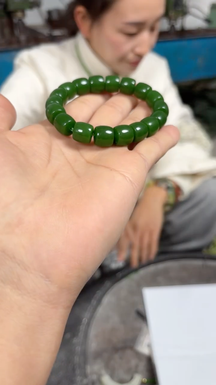 菠菜绿卡12直切手串