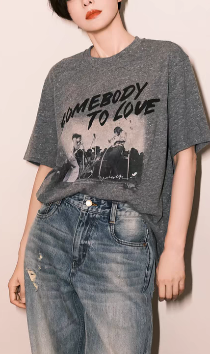 M0 C0字母印花宽松短袖T恤潮流街头休闲上衣