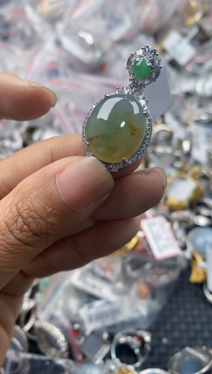 银S925镶嵌戒指翡翠666                 4