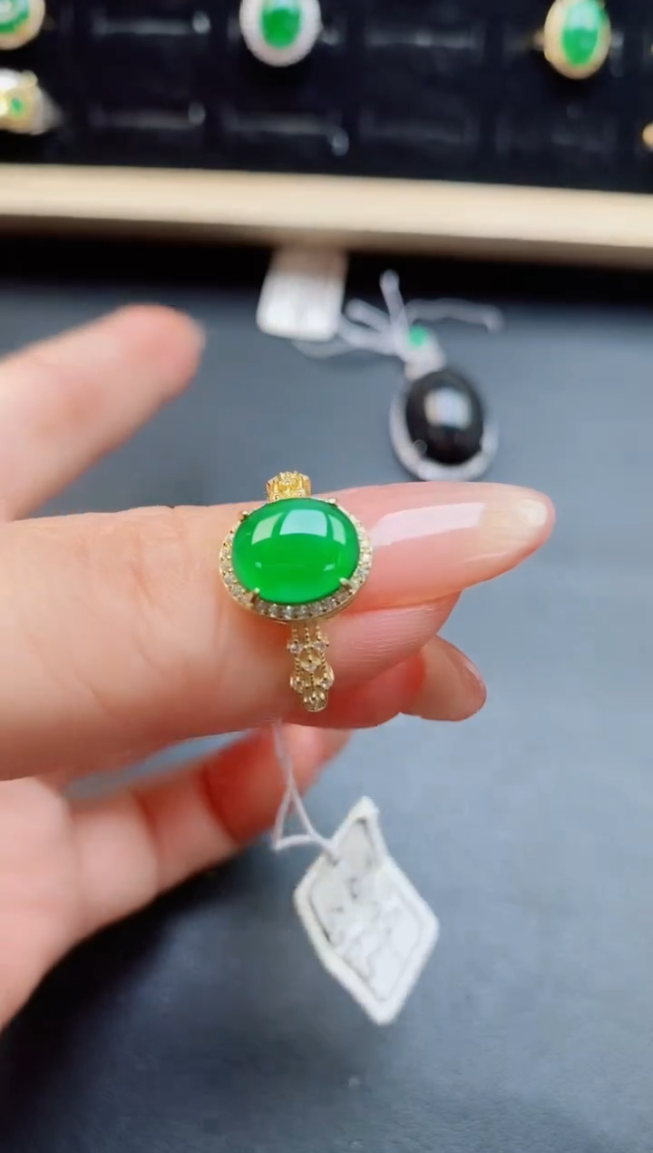 翡翠戒指银S925镶嵌21321321