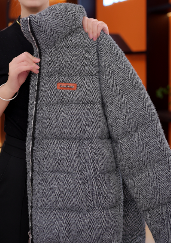 【杭州高定正品】羽绒服2025冬新款珍珠白时尚刺绣保暖外套-YRF5298