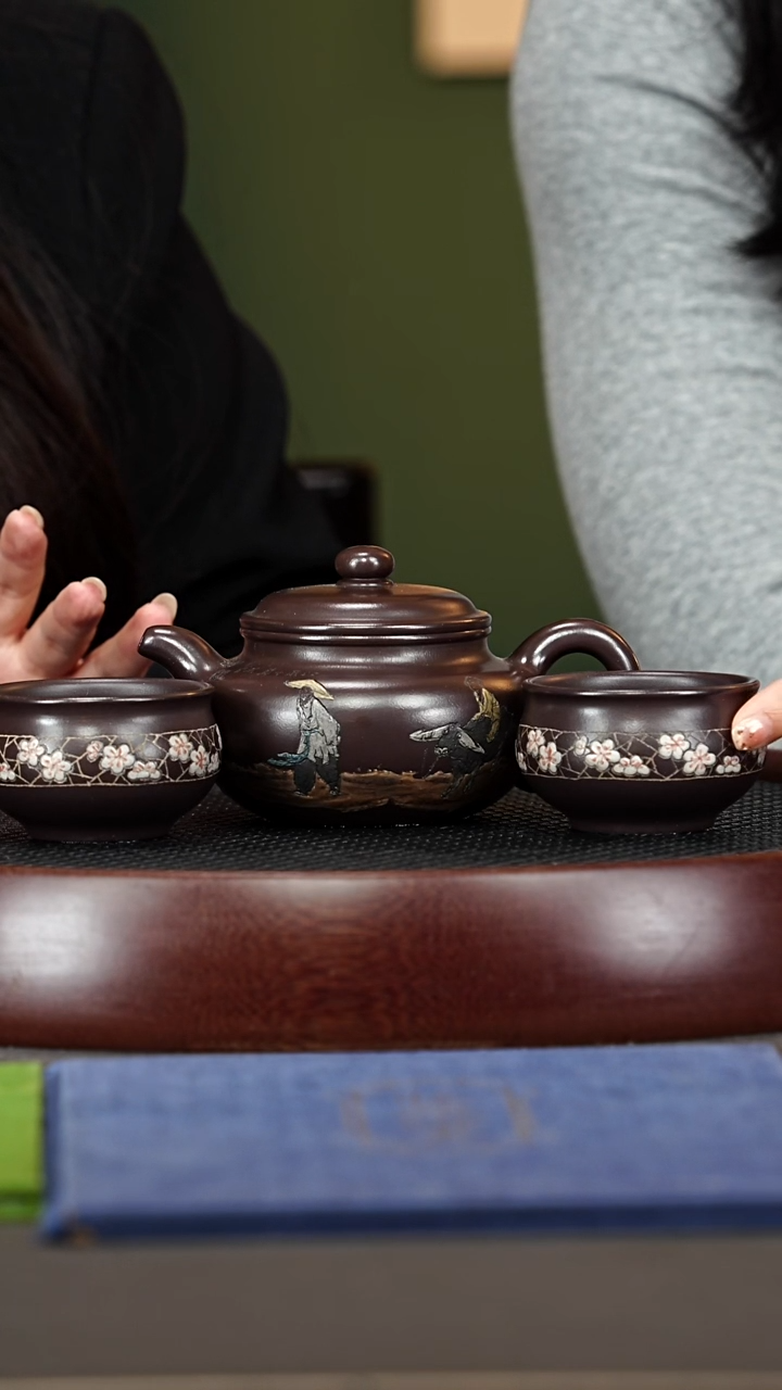 茶壶紫砂105GHR仿古套组 老紫泥270cc