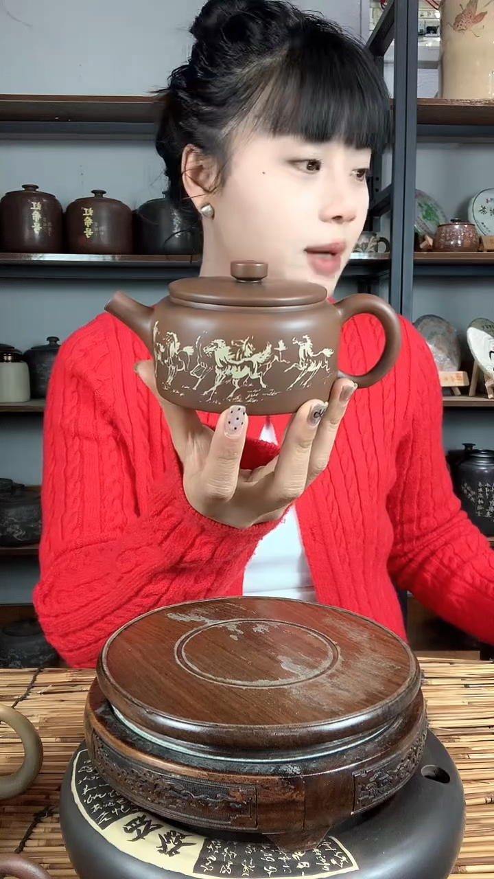 【闪购商品】罐建水紫陶手工彩填壶