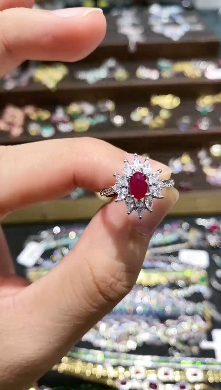 【闪购商品】红宝石戒指银S925镶嵌戒指