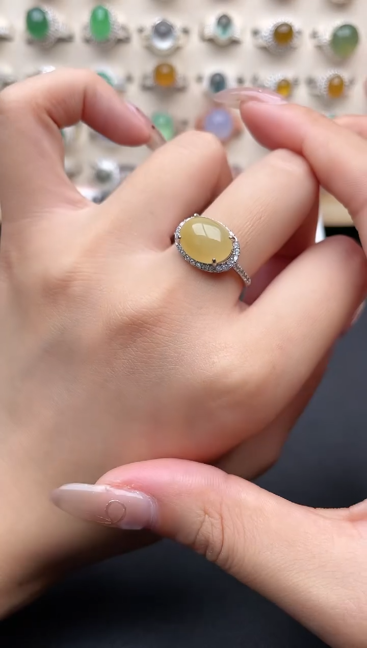 【闪购商品】翡翠戒指银S925镶嵌一物一证一礼盒