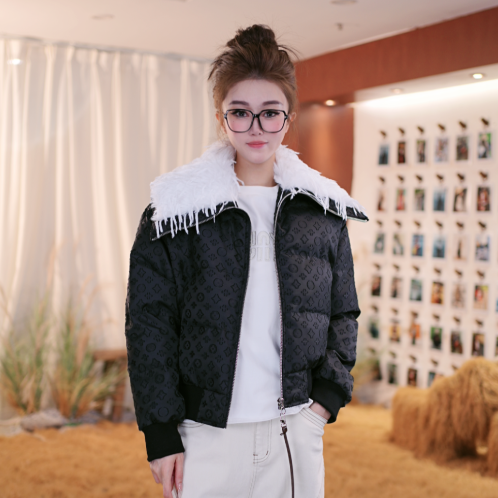 【小娴定制】 秋冬短款时尚老花设计休闲棉服外套女 MM0701WT