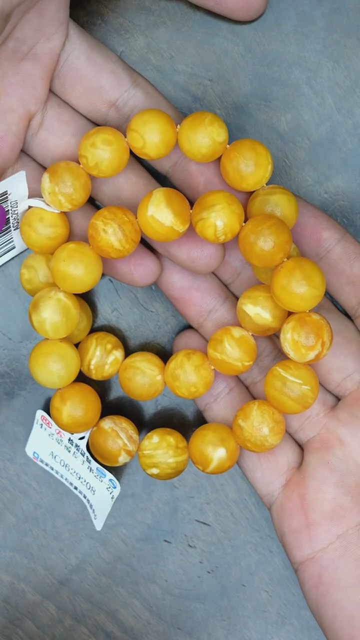 【闪购商品】琥珀裸石未镶嵌老蜡橘皮手串多样性发其一