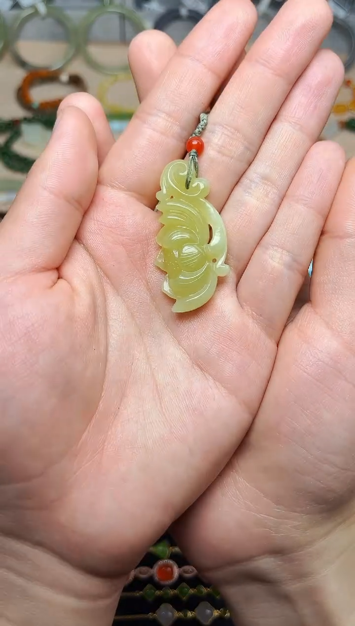 和田玉未镶嵌颈饰06荷花