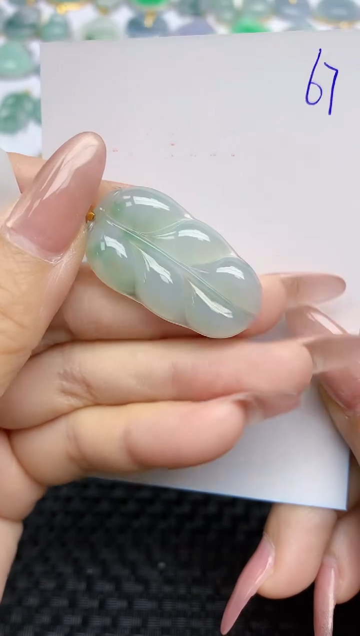 【闪购商品】翡翠颈饰18K金镶嵌天然A货翡翠 67