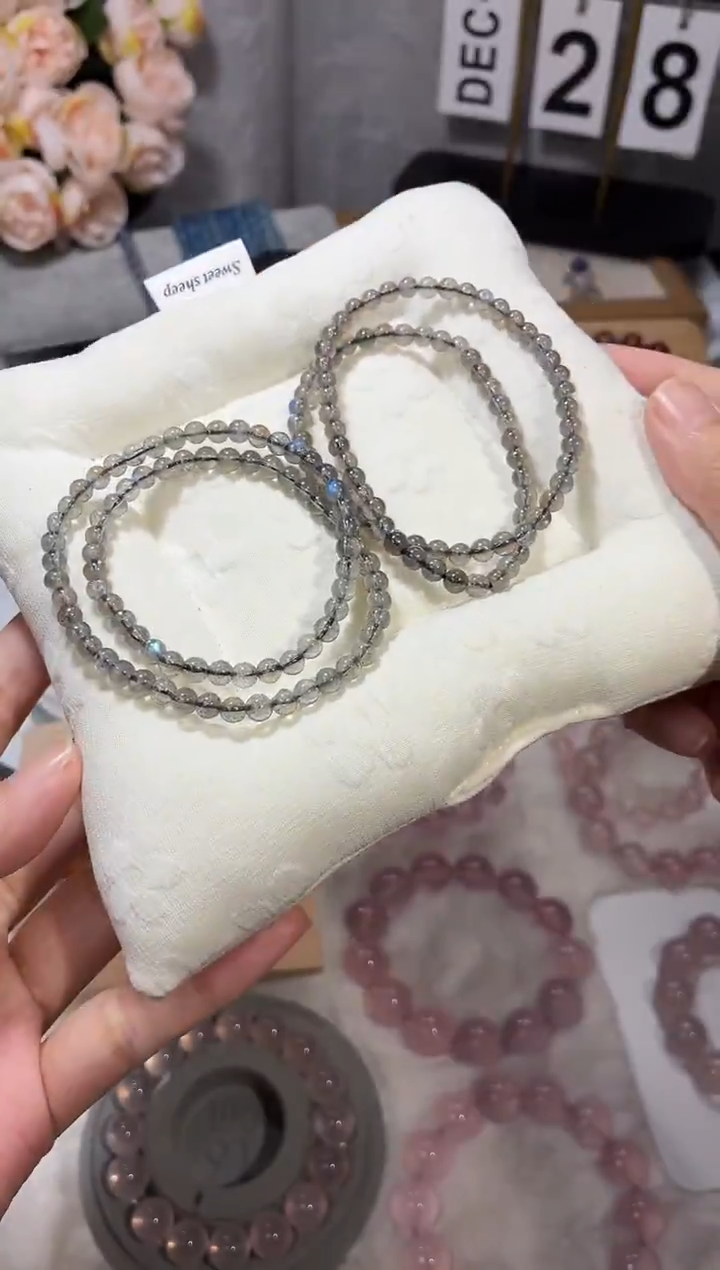 未镶嵌手串长石灰月光双圈手串66一条