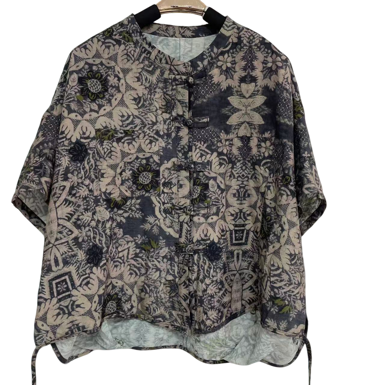 恬小霓（玲玲姐精选）1789/做旧/青花瓷/盘扣/飘绳/个性/小上衣/