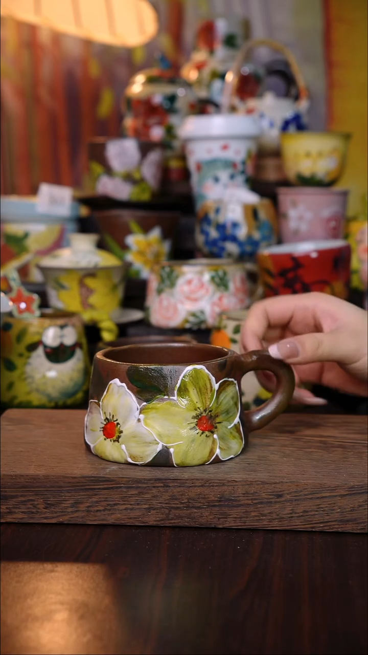 杯子陶泥垚手作 景德镇手工手绘陶瓷器物