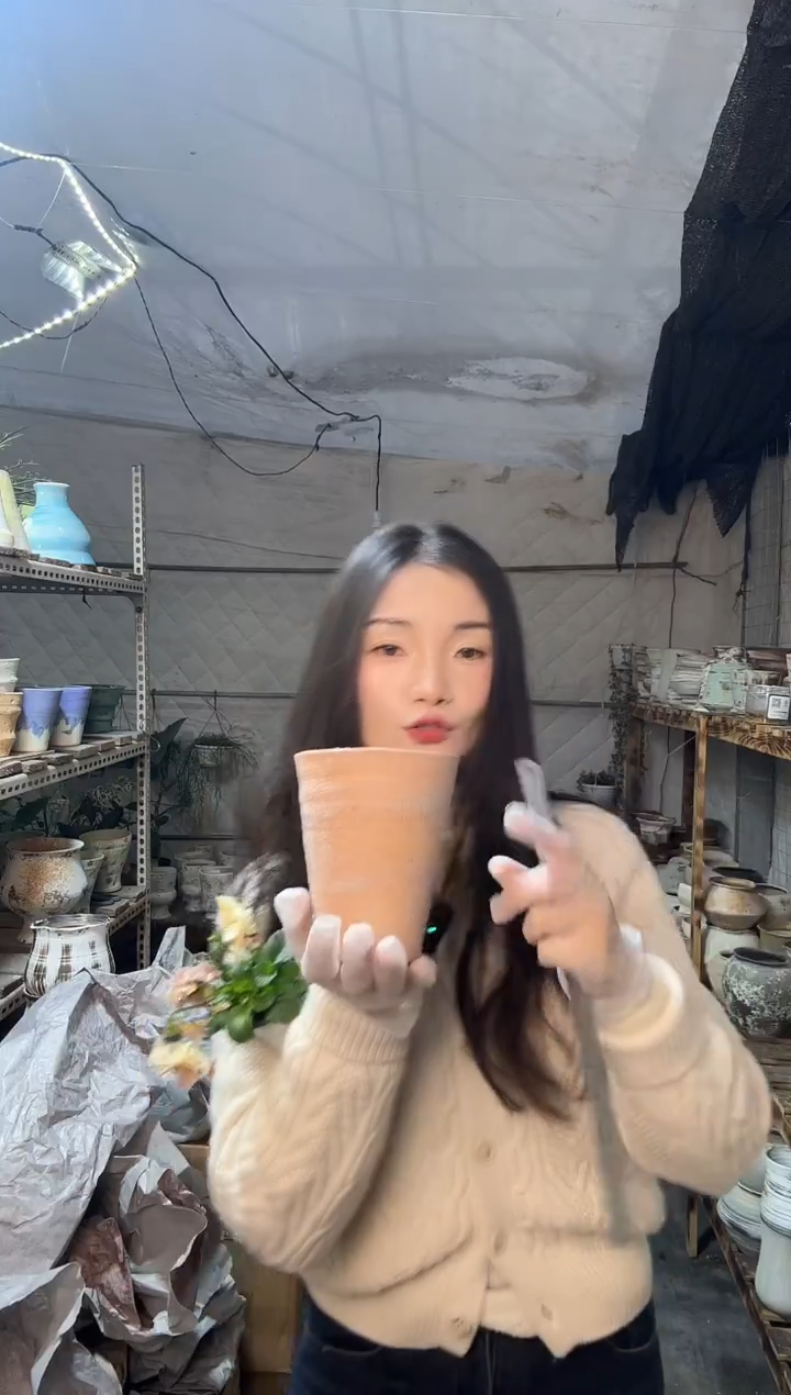 以实际为准编号179   景德镇手工手绘花盆口 12  高14.5