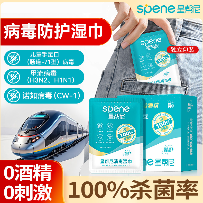 【独立包装】星帮尼病毒防护消毒湿巾独立包装出行便携0酒精0刺激