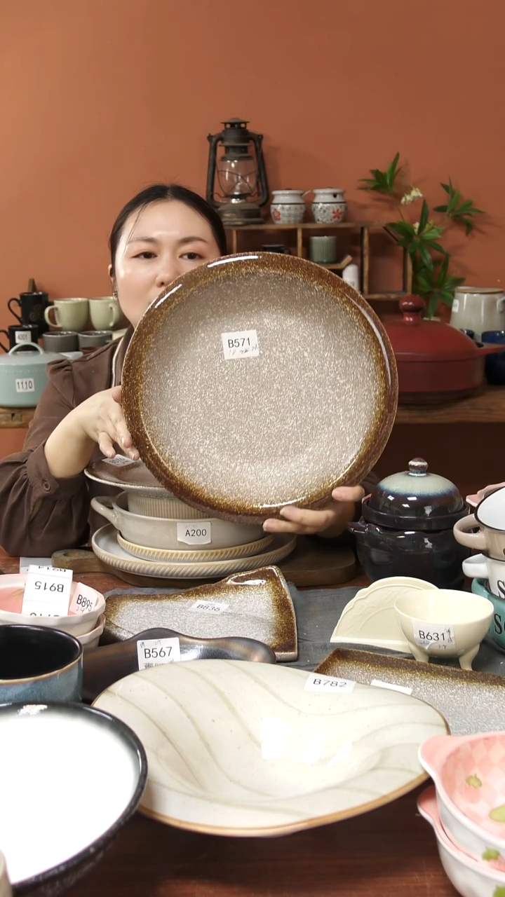 陶瓷B571陶瓷磨砂盆一件套微瑕