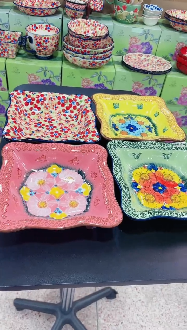 8英寸四方汤盘（粉黛+樱花+莫妮+黄）