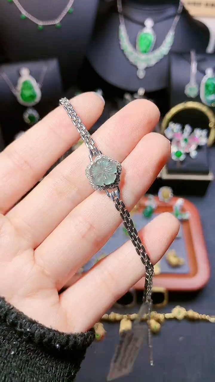 【闪购商品】翡翠手链银S925镶嵌手链