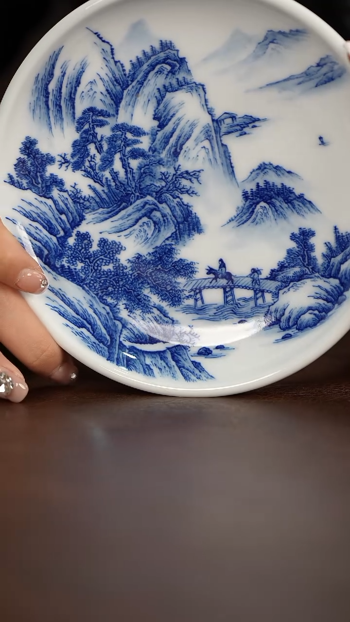 【闪购商品】段式青花青花山水壶承