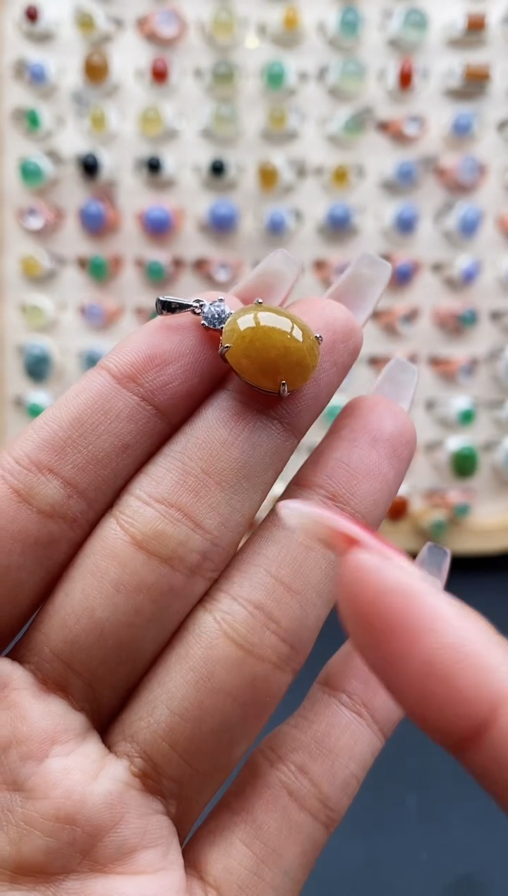 【闪购商品】翡翠颈饰银S925镶嵌缅甸天然A货翡翠333 6+4