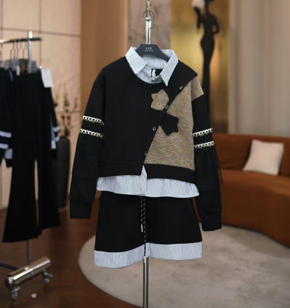 小香风气质洋气针织时尚休闲女士卫衣套装TZ-766