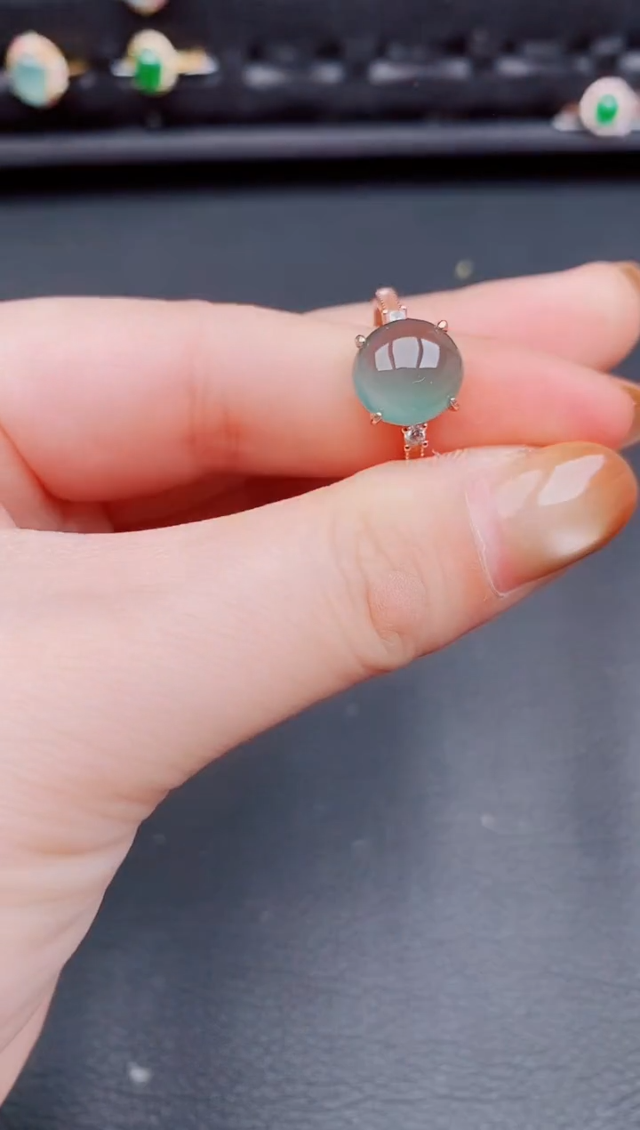 【闪购商品】翡翠戒指银S925镶嵌天然a货翡翠218