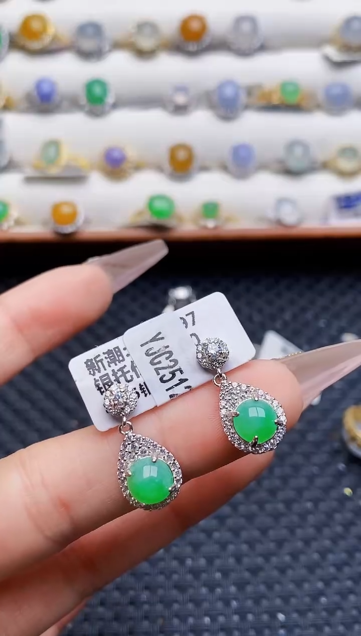 银S925镶嵌戒指翡翠6743