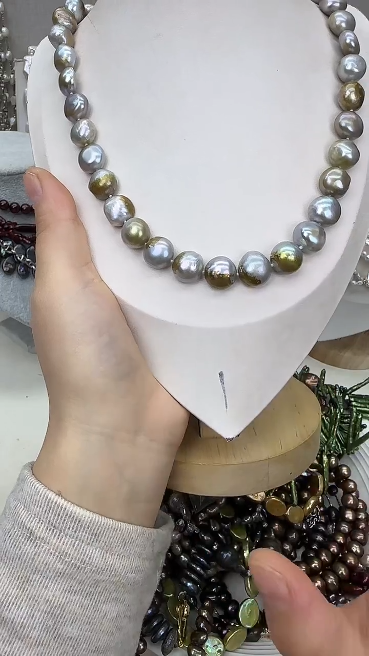 颈饰银S925镀金镶嵌淡水珍珠1