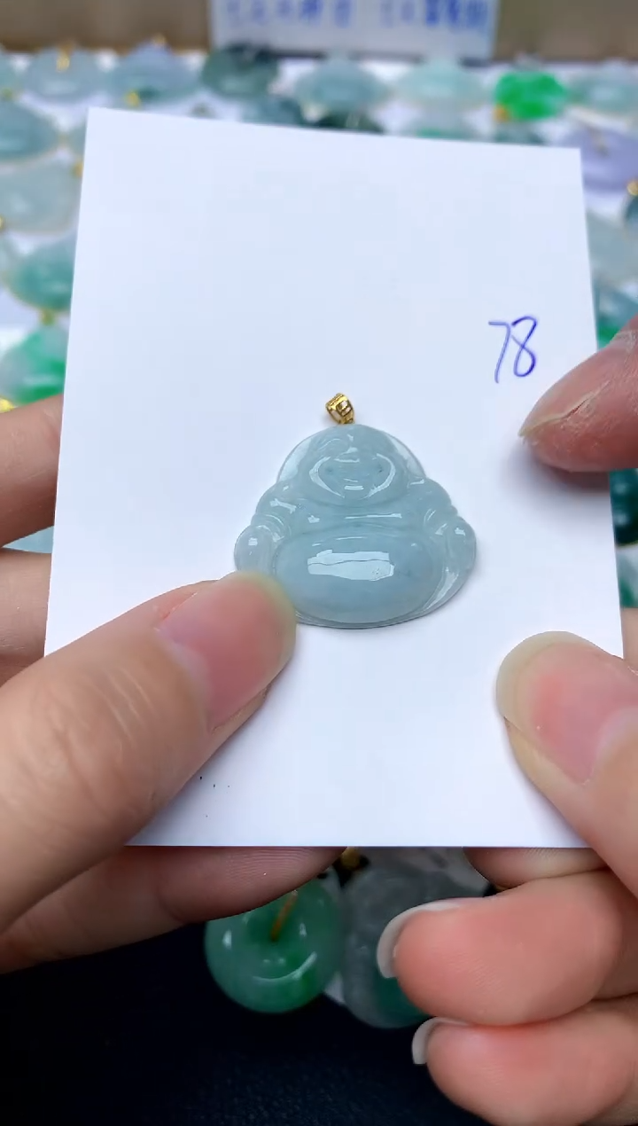 【闪购商品】翡翠颈饰18K金镶嵌78天然A货翡翠