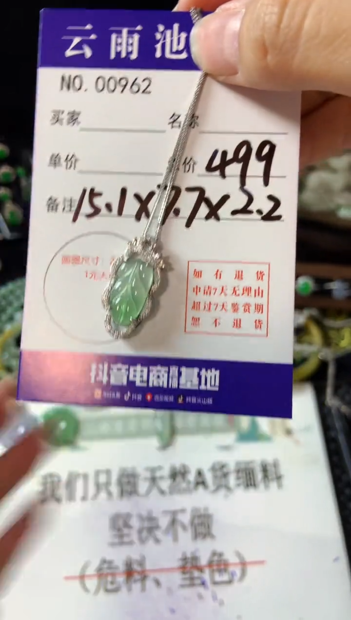【闪购商品】翡翠颈饰银S925镶嵌翡翠