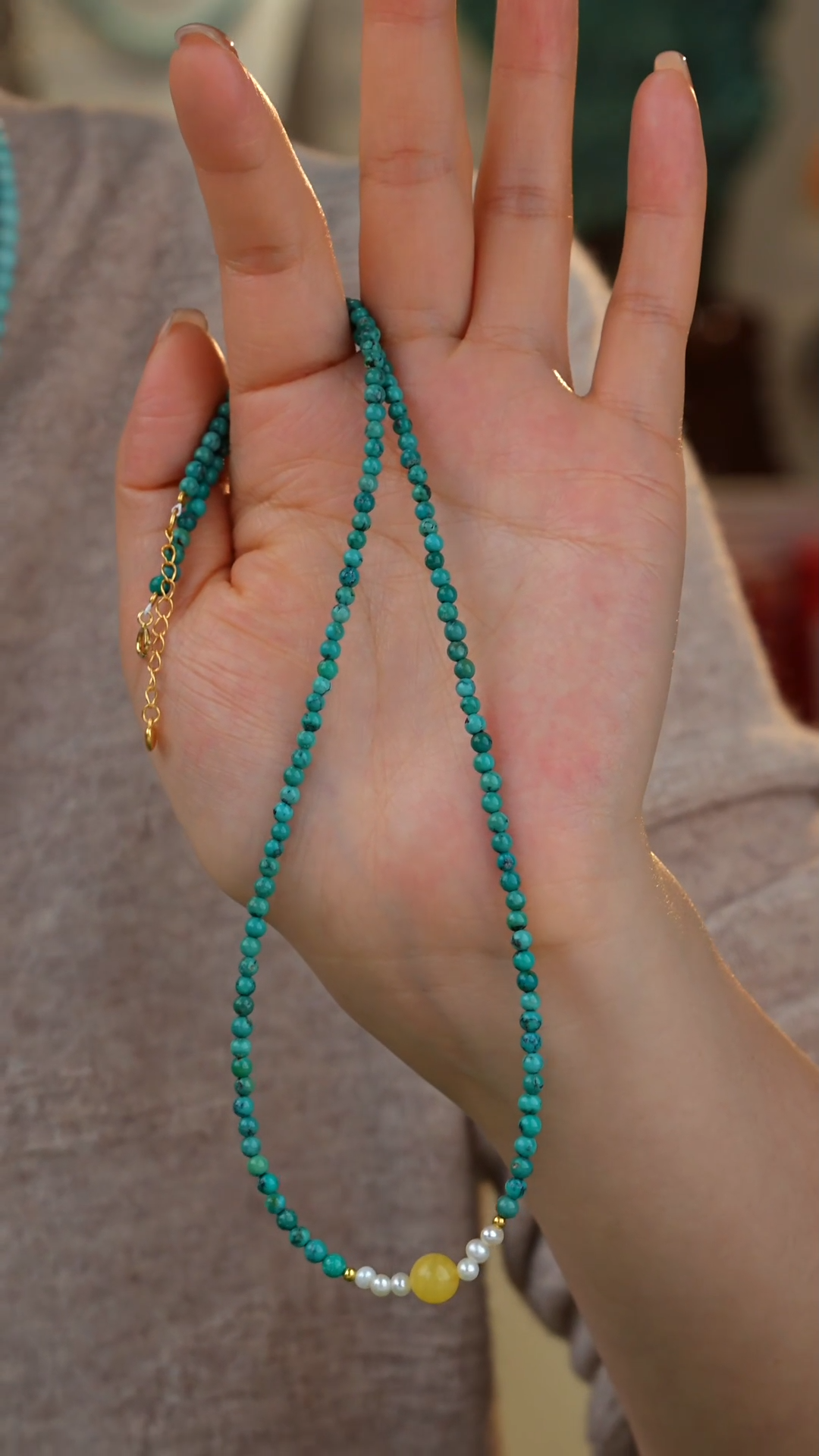 【闪购商品】绿松石项链银S925镀金镶嵌多样性发货