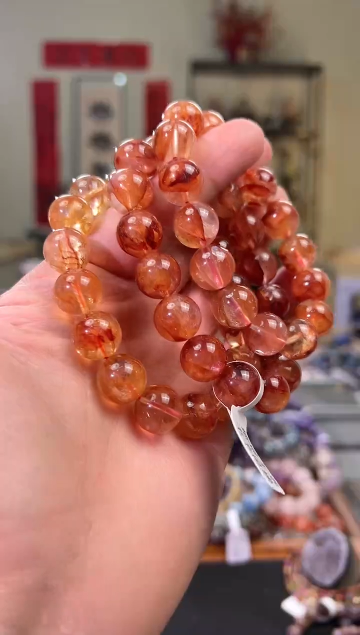 【闪购商品】水晶手串未镶嵌13.5mm红胶花（多样性发其一）