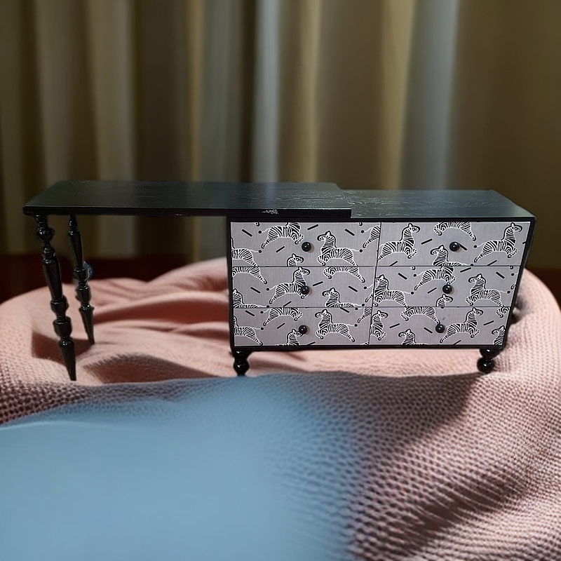 法式中古风卧室斑马六斗柜岛台储物柜收纳柜