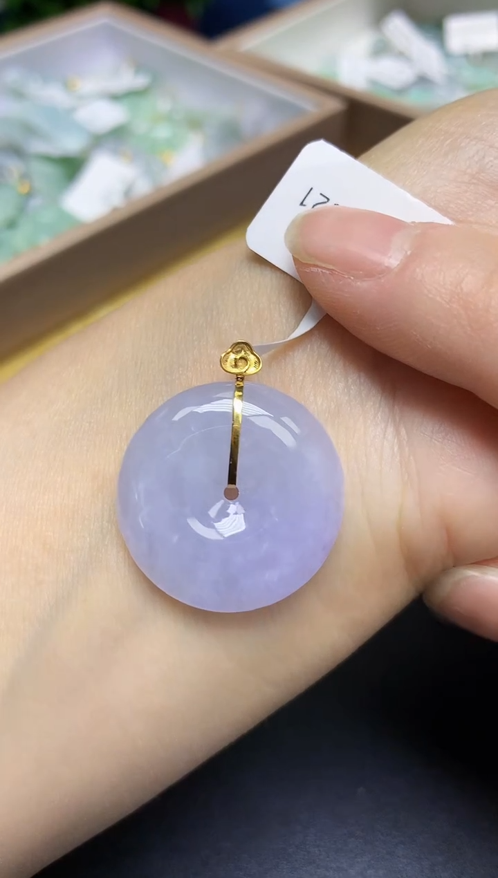 翡翠18K金镶嵌颈饰 天然翡翠A货