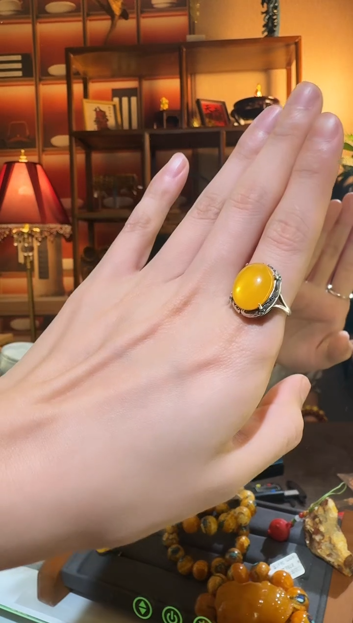 蜜蜡颈饰银S925镶嵌5476天然蜜蜡珠宝奇石