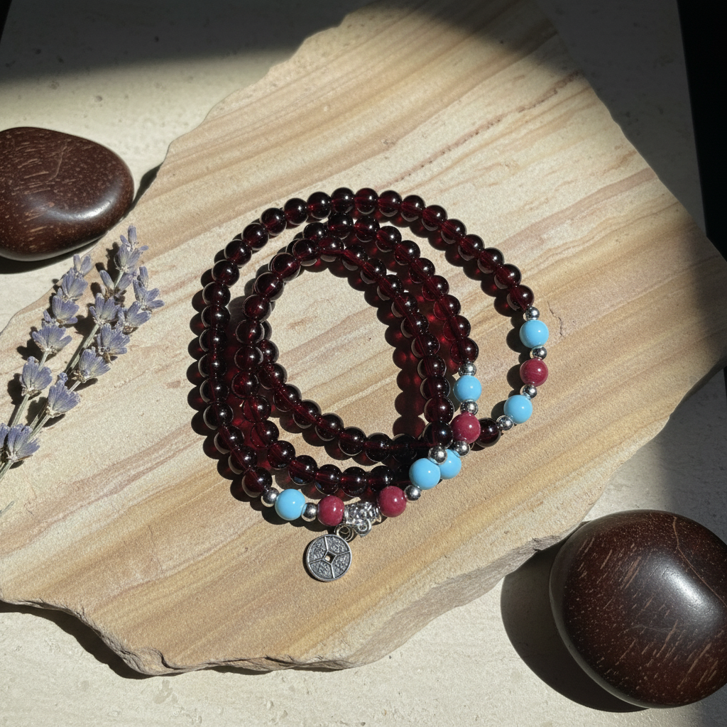 228 石榴石多圈精品手串wm228（无礼盒）