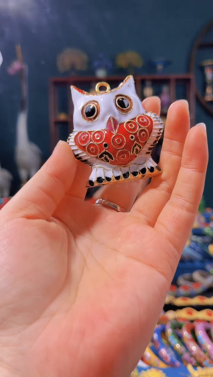 【闪购商品】非遗绝技 景泰蓝猫头鹰吊坠