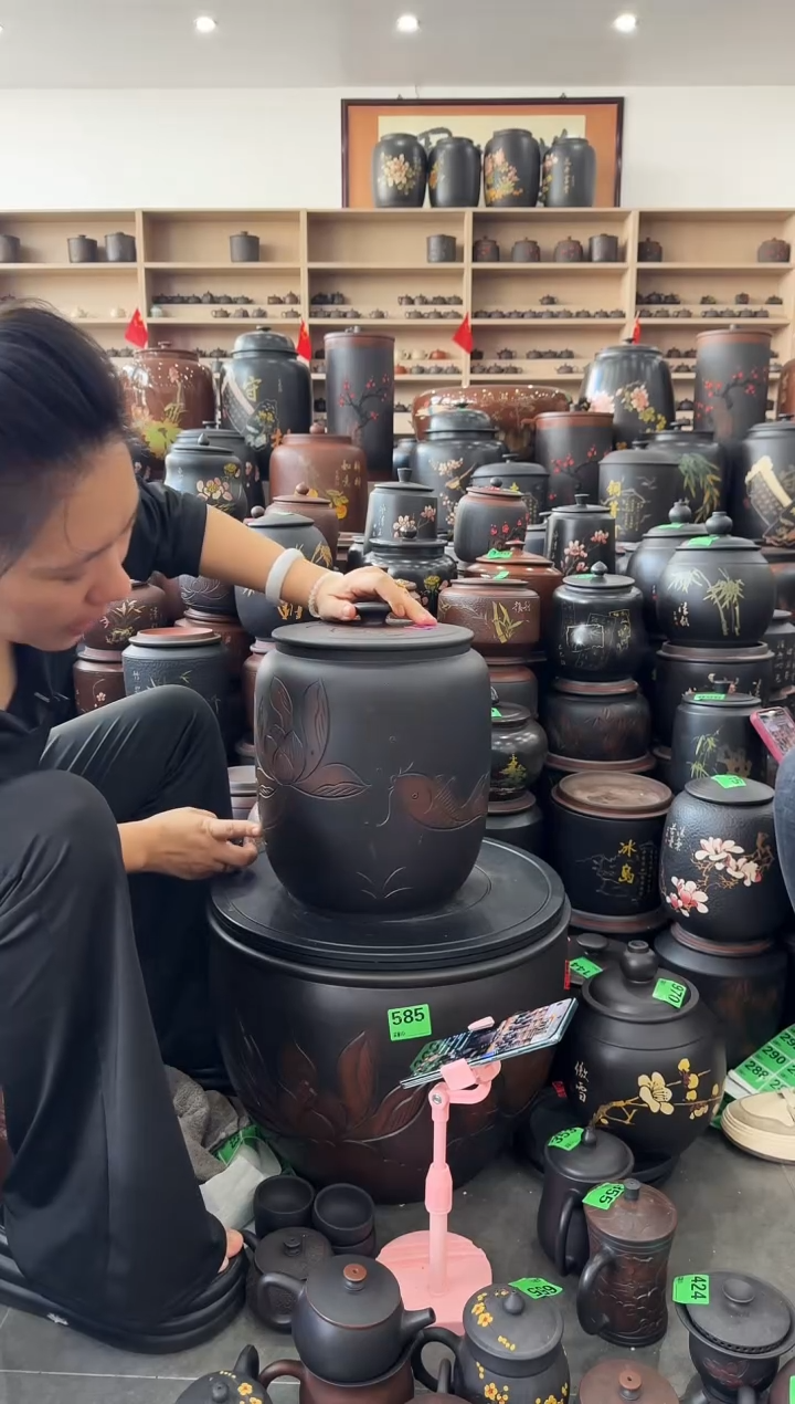瑕疵 荷花 线雕  五号 茶缸 077
