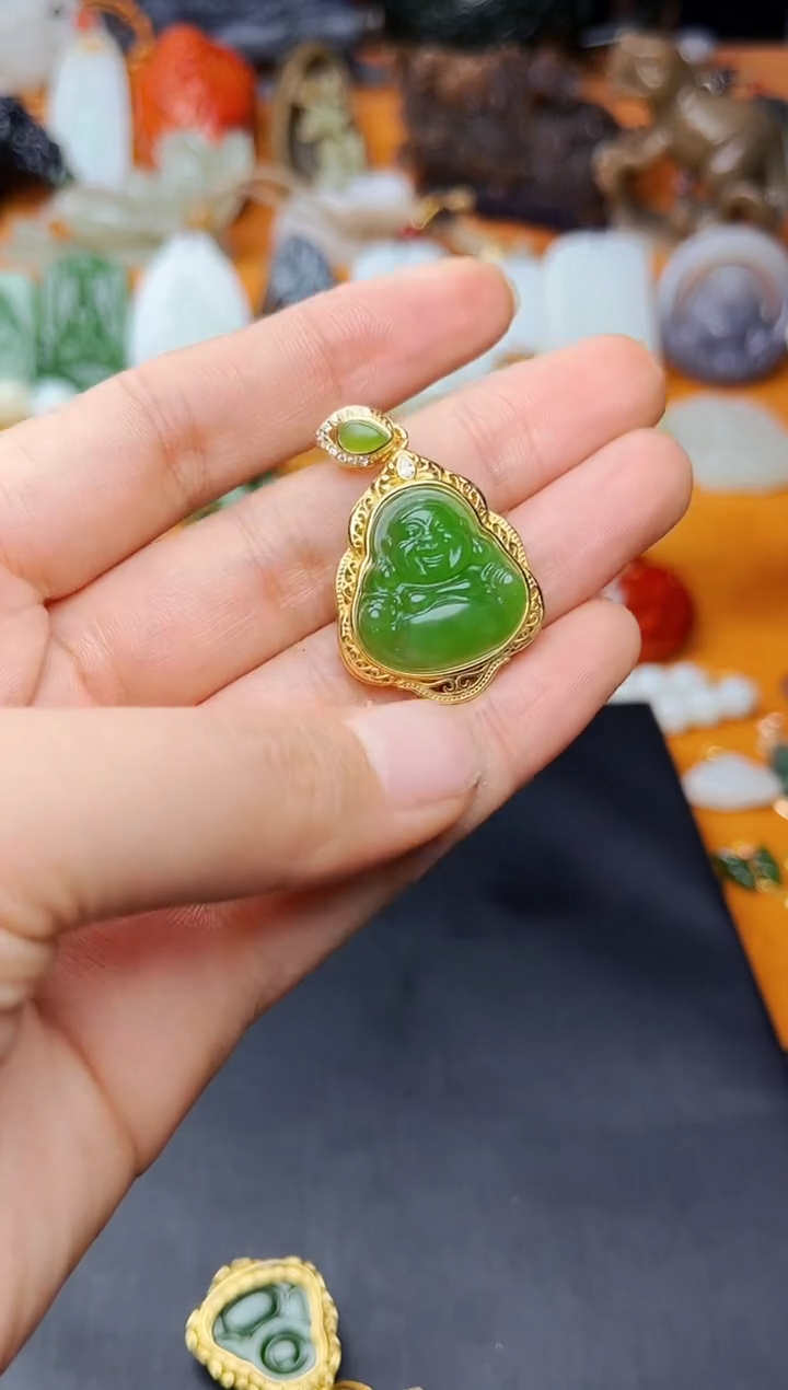 【闪购商品】和田玉颈饰银S925镶嵌佛公【有黑点】