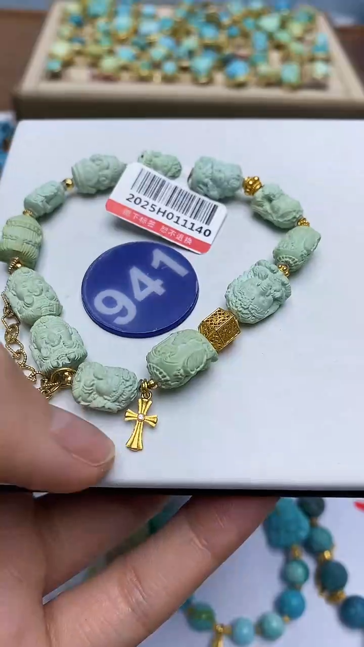 【闪购商品】绿松石手串18K金镶嵌941