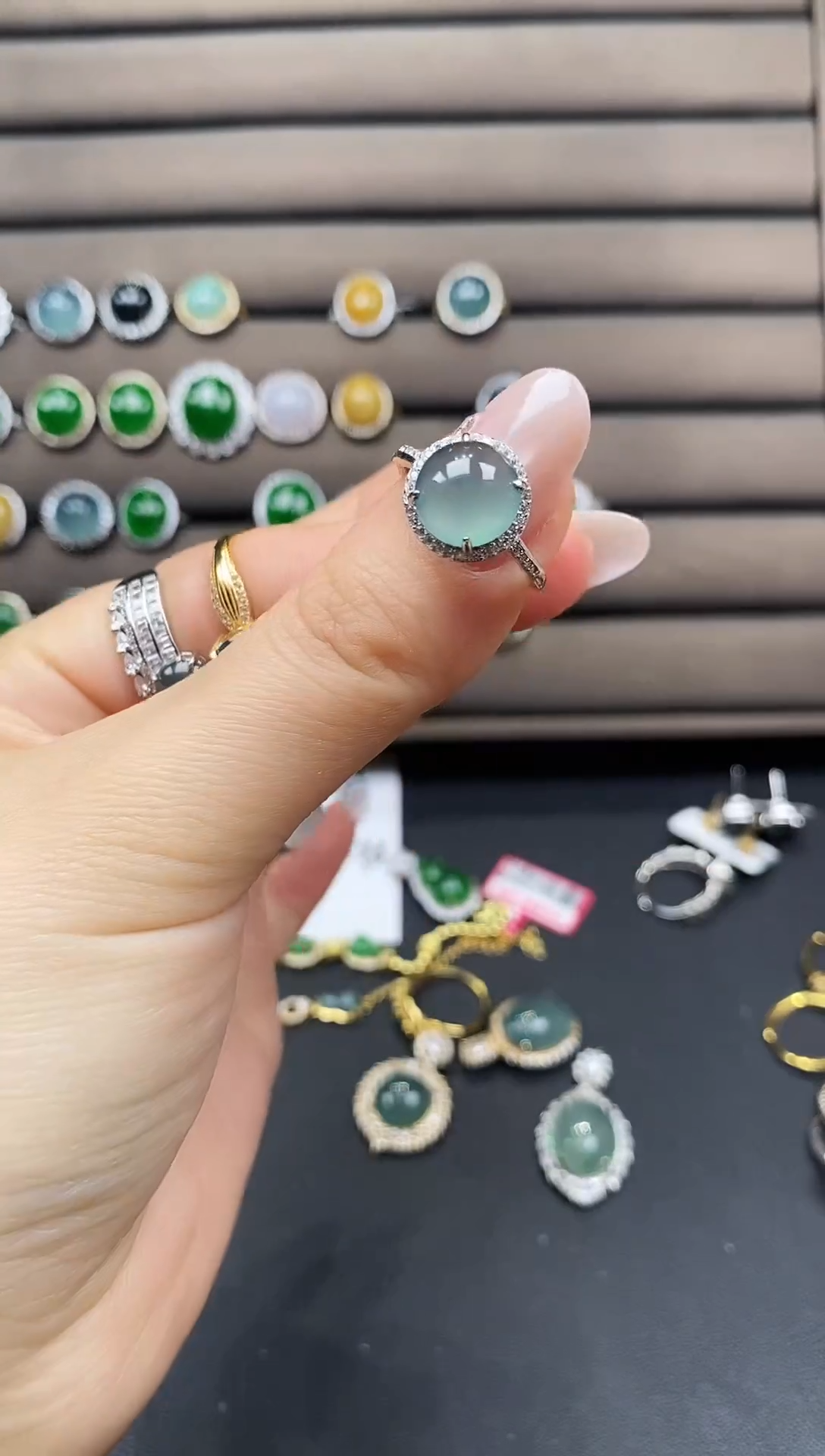 银S925镶嵌戒指翡翠111