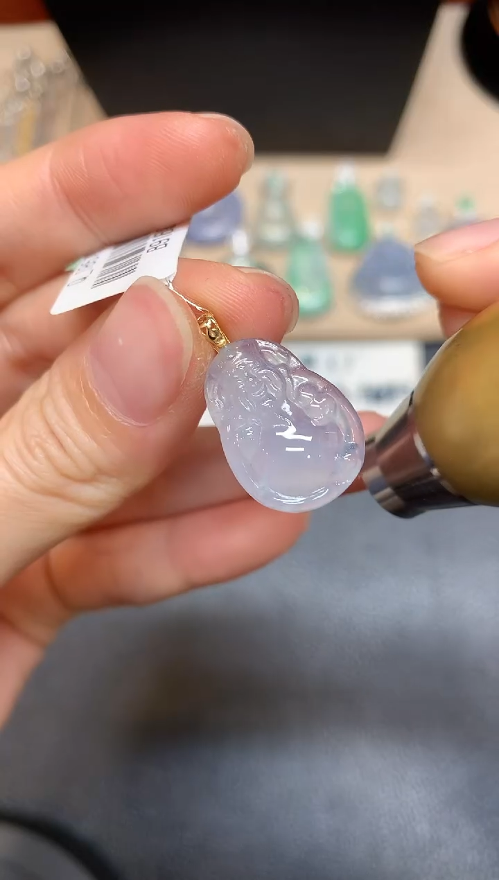 【闪购商品】翡翠颈饰18K金镶嵌财神【无服务费多样性发其一