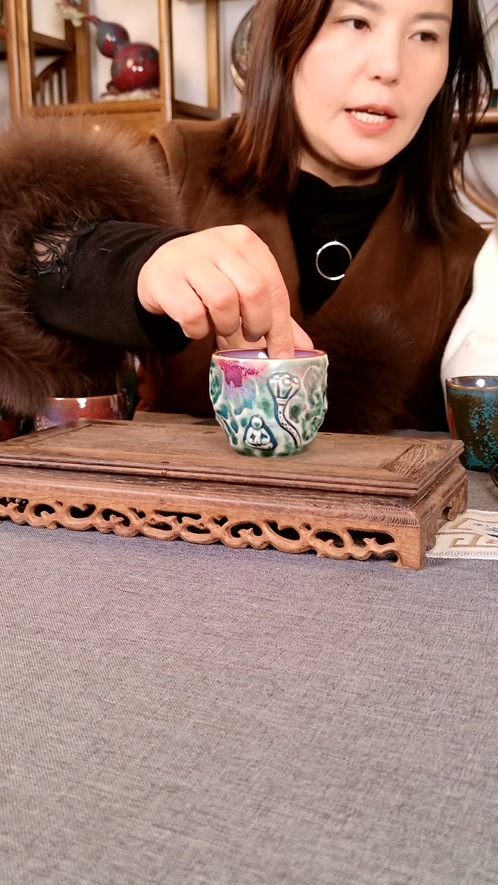 瓷片莲蓬杯 土魂钧瓷