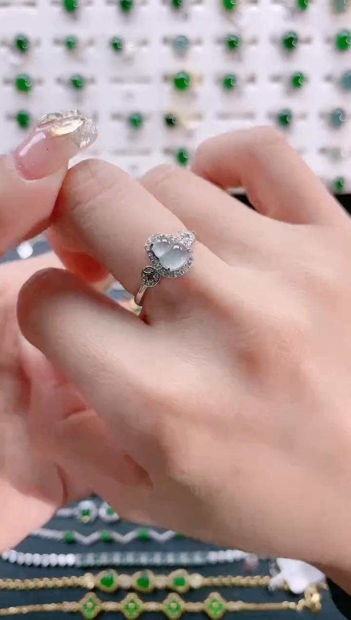 【闪购商品】翡翠戒指银S925镶嵌天然翡翠