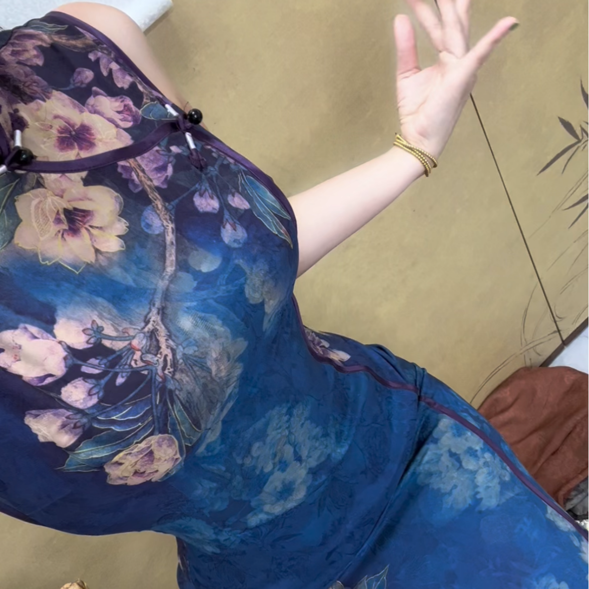 LHMknk1画报夫人新中式手工包条定位花旗袍 百花杀特价不退不换