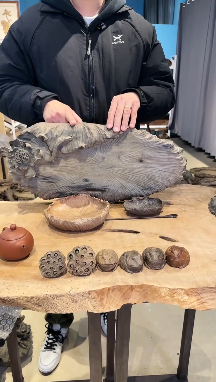 木487号乌木金丝楠干泡+茶则+小果盘