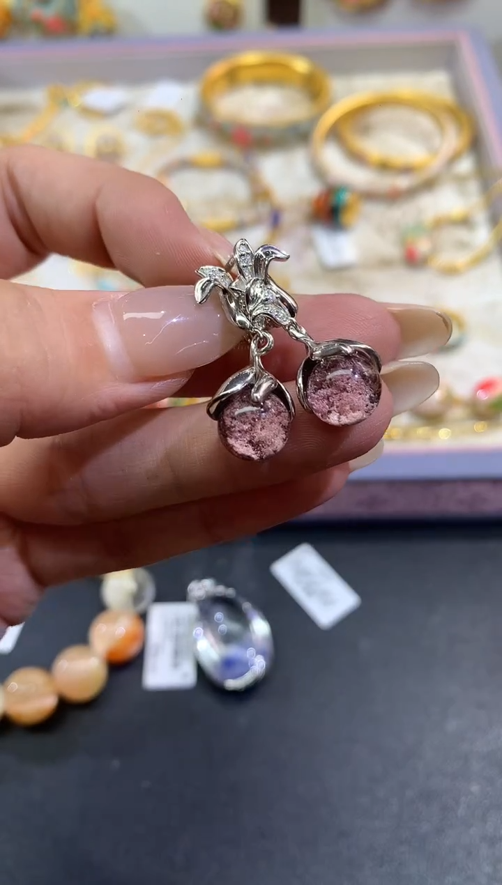 银S925镶嵌耳饰水晶A284|650