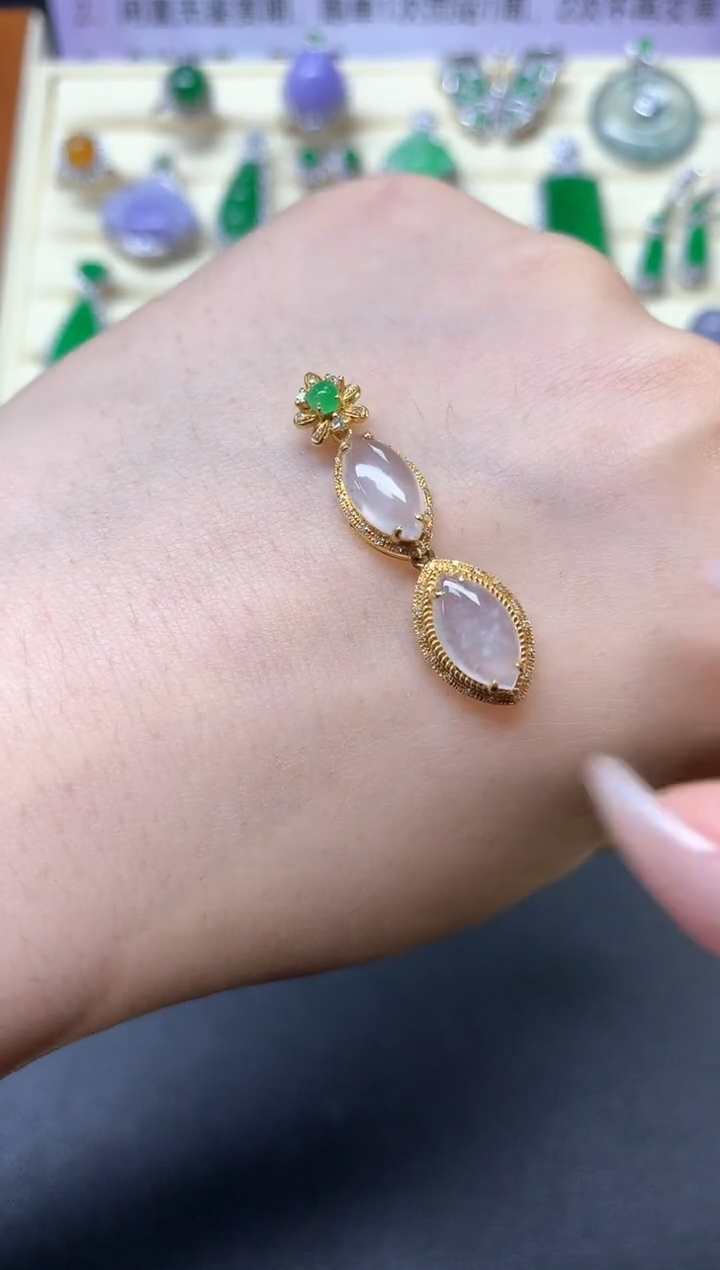 【闪购商品】翡翠吊坠(不含链)18K金镶嵌吊坠|1800+180