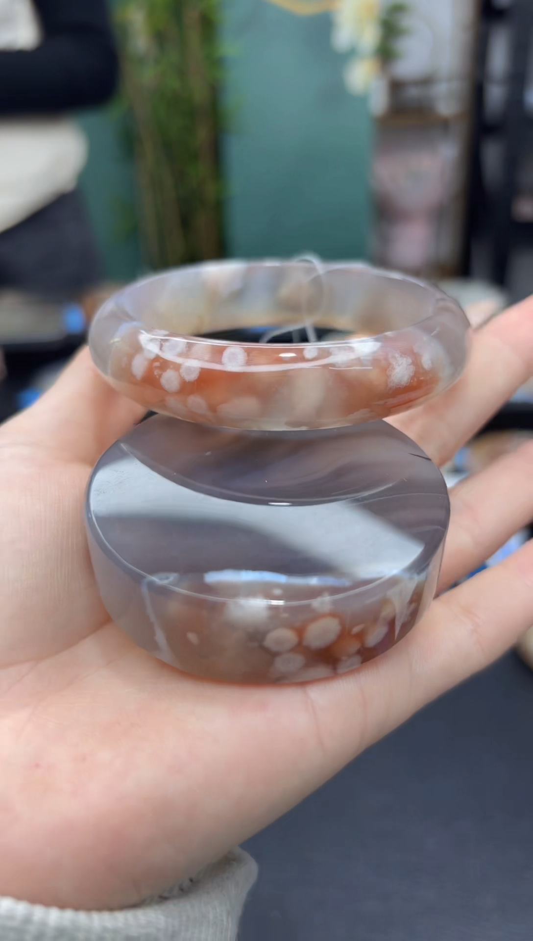 石英质玉未镶嵌手镯A449(61圈赠送镯心)