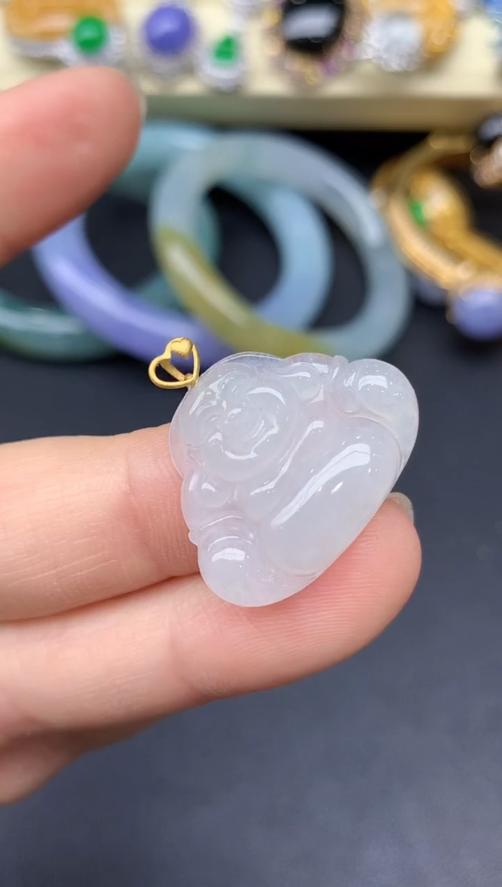颈饰18K金镶嵌翡翠218-雪姐翡翠天天见
