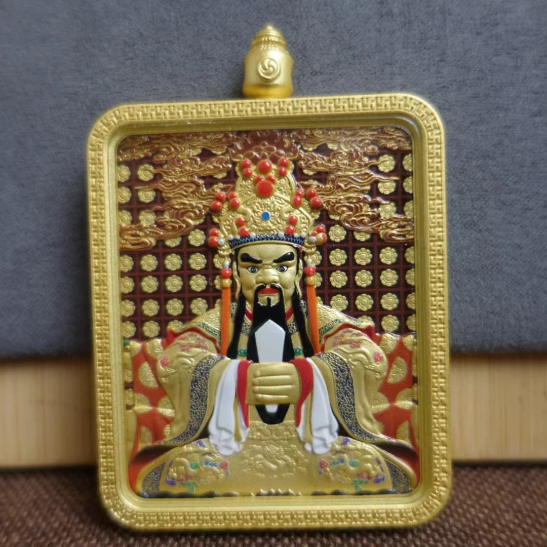 立体浮雕五爷 双面唐卡 手绘卡
